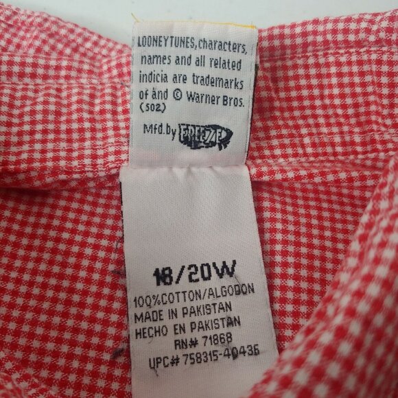Looney Tunes Women 18/20W Blouse Shirt Red Gingham Sylvester Tweety PLEASE READ - Picture 6 of 7